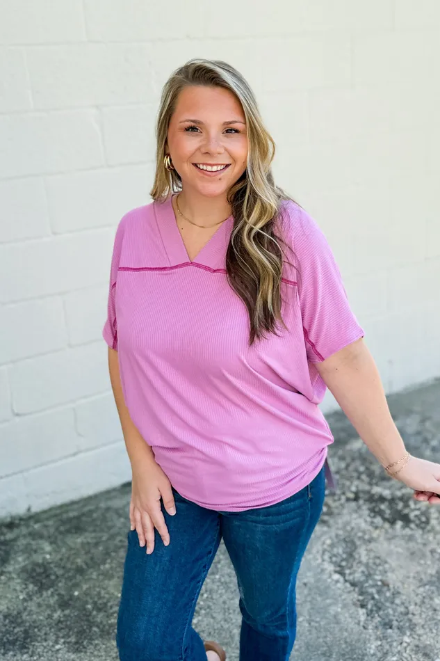 BE Stage Charm Necklaces This And That Ribbed Dolman Top Charm Pink
