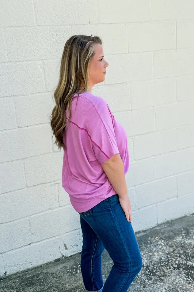 BE Stage Charm Necklaces This And That Ribbed Dolman Top Charm Pink