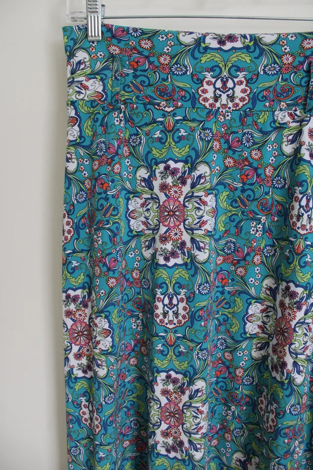 Bisou Bisou Bisou Bisou Blue Floral Ruffle Bottom Skirt S Petite Rings