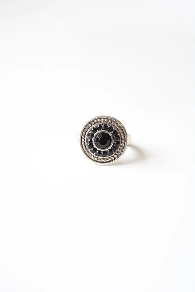 Black Stone Silver Ring Size 75 Jubilee Thrift Rings