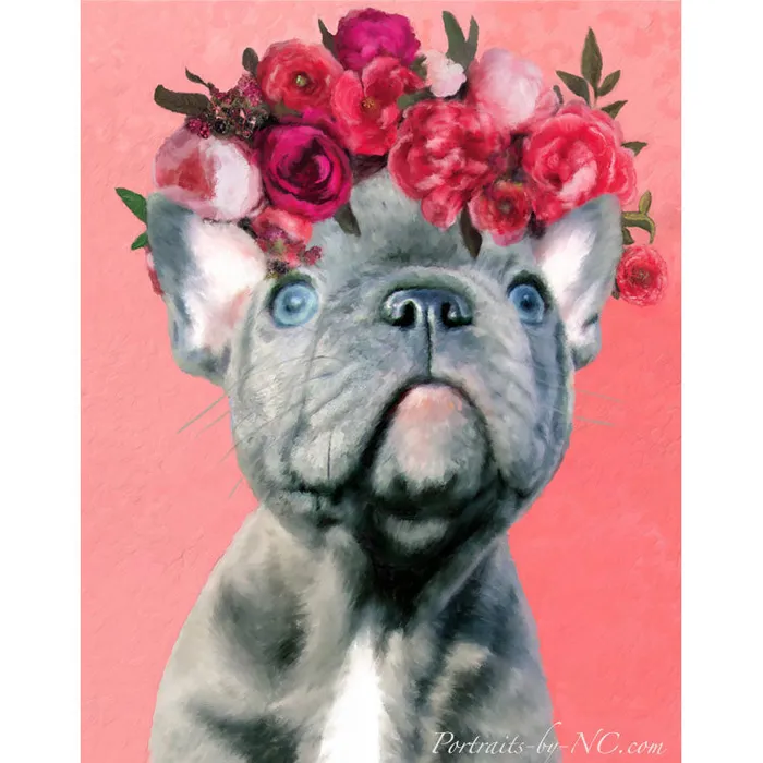 Blue English Bulldog Puppy Pet Portrait Portraits by NC Rings