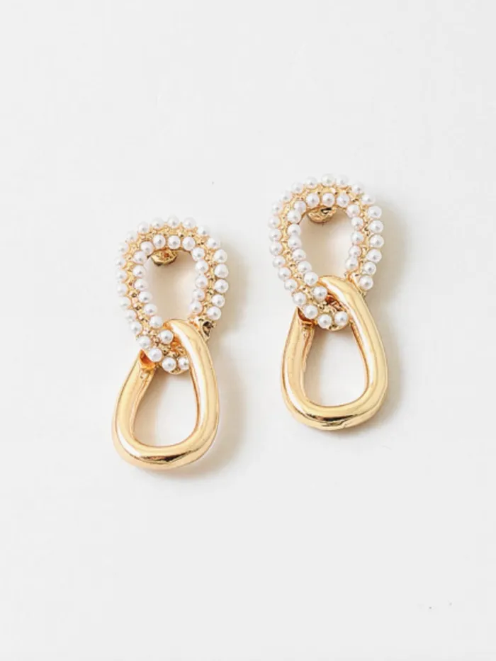 Blue Sky Earrings Beaded Pearl Link Earring