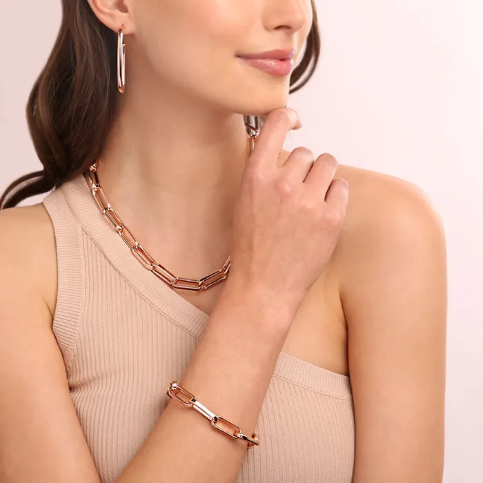 Bracciale Catena Forzatina Allungata Maxi Maglie Bronzallure Earrings
