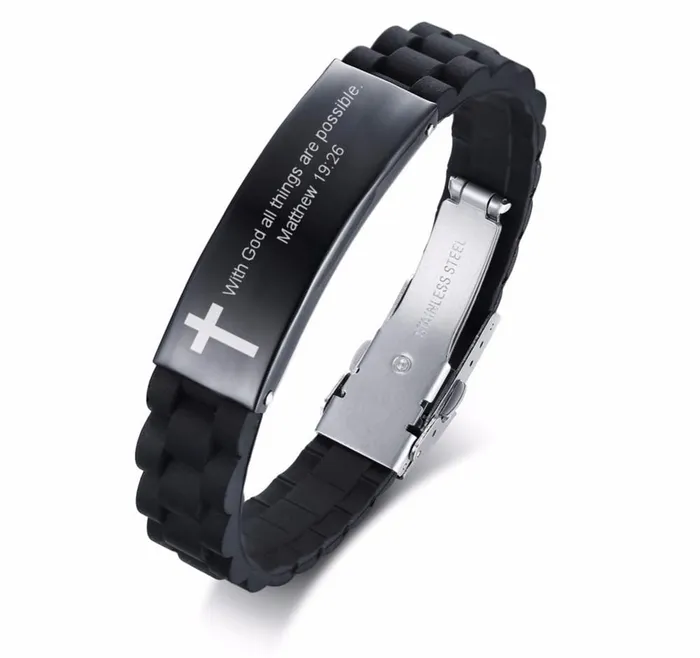 Bracelets Bible Verse Bracelet br With God All Things Are Possible Silicone Lords Guidance