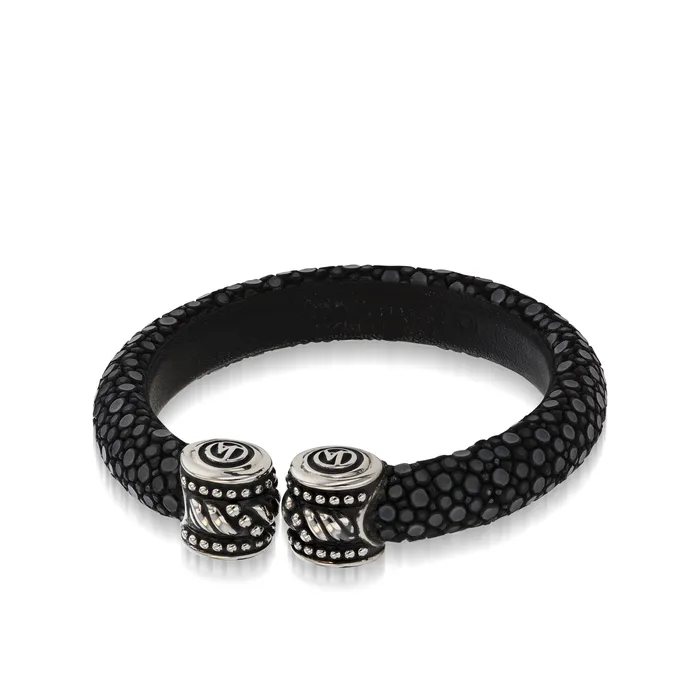 Bracelets John Atencio Apollo Black Shagreen Cuff Bracelet Bracelets John Atencio Apollo Black Shagreen Cuff Bracelet