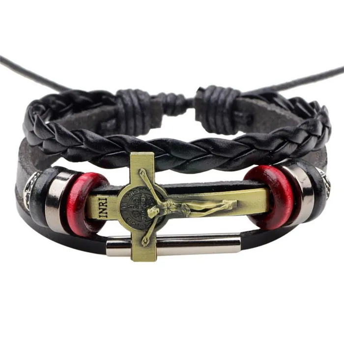 Bracelets Mens Cross Bracelet br Jesus Sacrifice Lords Guidance