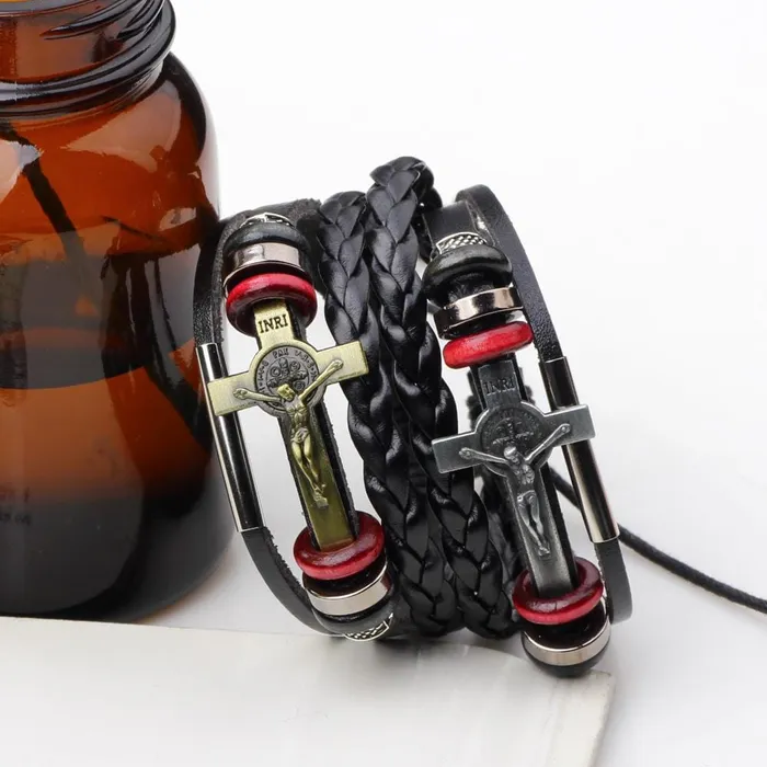 Bracelets Mens Cross Bracelet br Jesus Sacrifice Lords Guidance
