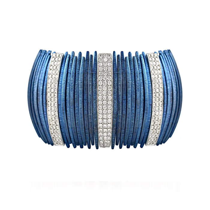 Bracelets Stephen Silver 294 Carat Blue Titanium Diamond Cuff Bracelet