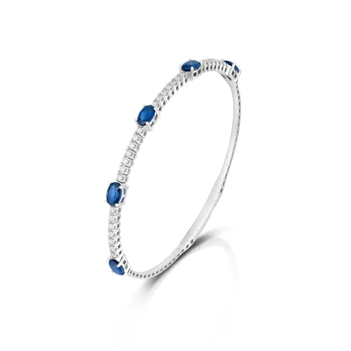 Bracelets Stephen Silver Fine Jewelry 286 Carat Sapphire and Diamond Bangle Bracelet