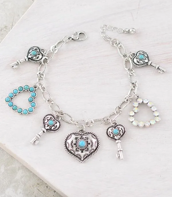 Bracelets YKT Western Charm Heart and Key Bracelet