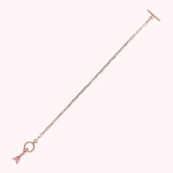 Bronzallure Bracciale Catena Forzatina con Pendente Lettera Pav in Cubic Zirconia Earrings
