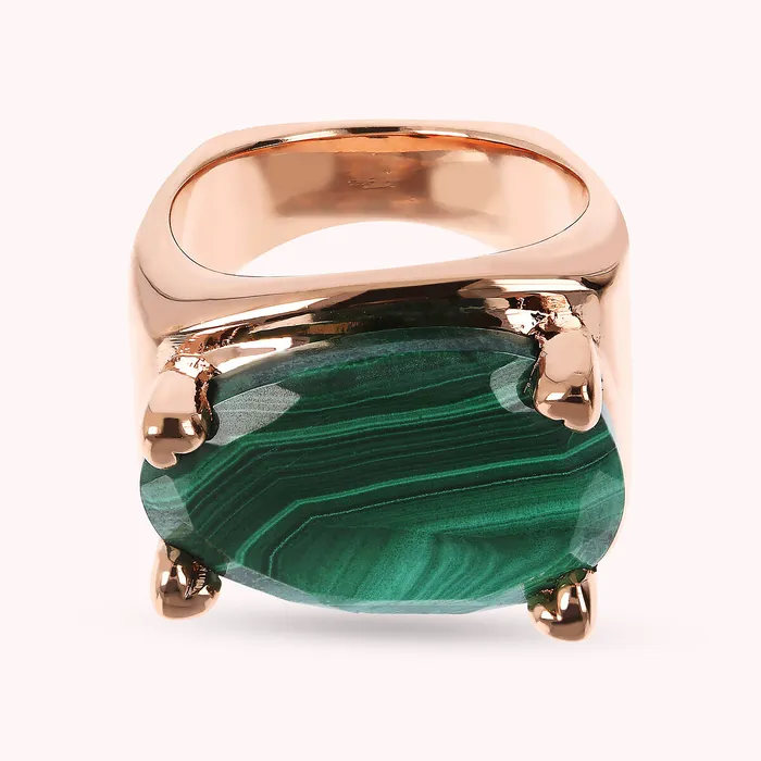 Bronzallure Earrings Anello Chevalier con Pietra Naturale Ovale Sfaccettata