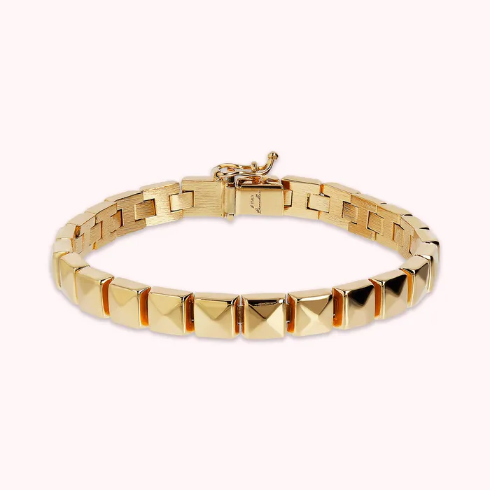Bronzallure Earrings Bracciale Golden Semirigido con Borchie a Piramide
