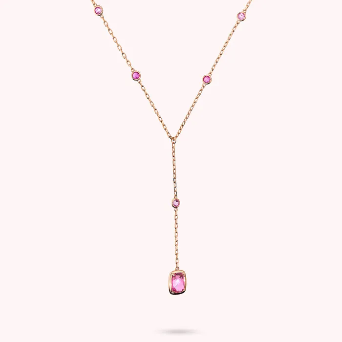 Bronzallure Earrings Collana a Cravatta con Prisma Gem Tonde e a Baguette