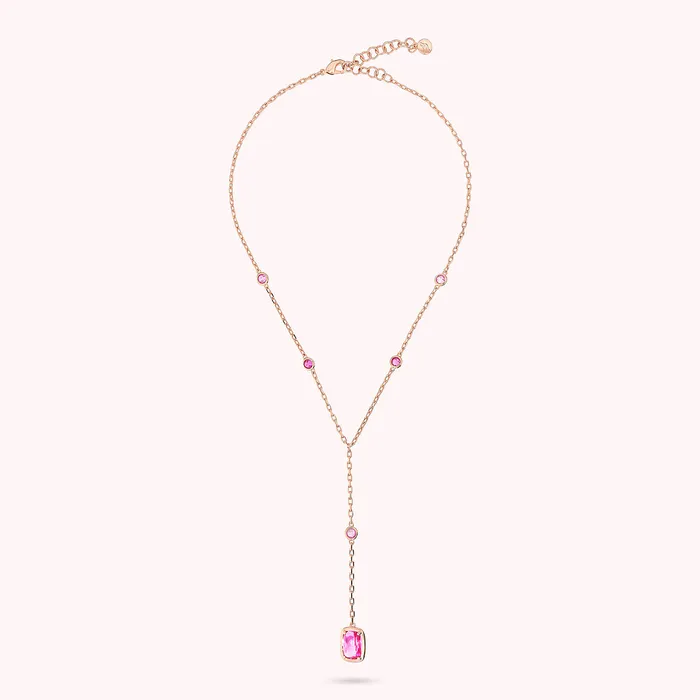 Bronzallure Earrings Collana a Cravatta con Prisma Gem Tonde e a Baguette