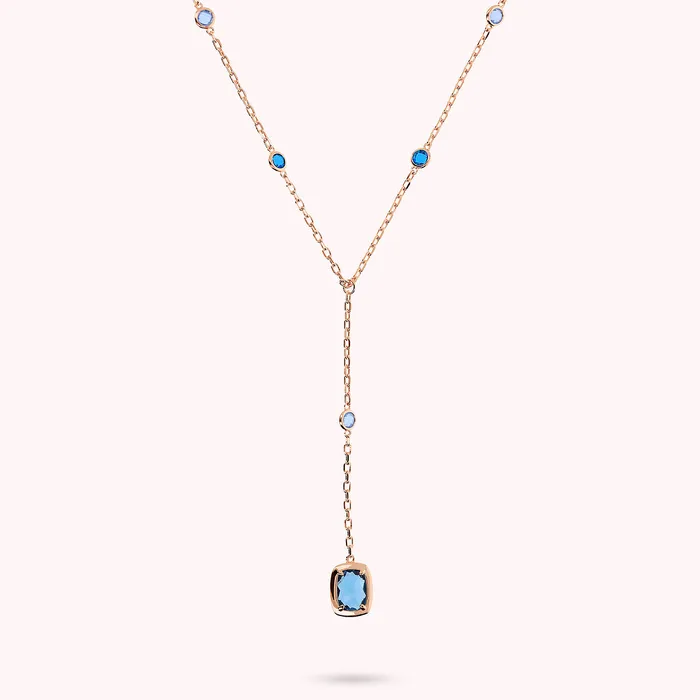 Bronzallure Earrings Collana a Cravatta con Prisma Gem Tonde e a Baguette