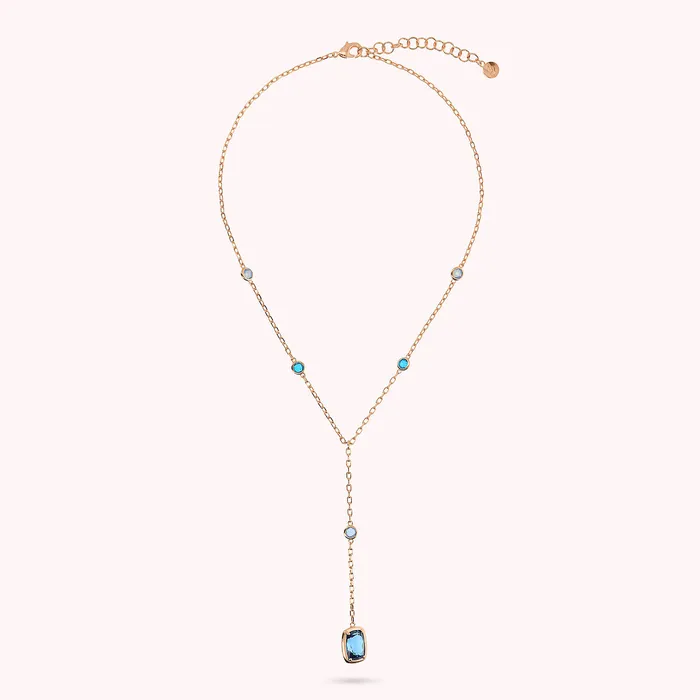 Bronzallure Earrings Collana a Cravatta con Prisma Gem Tonde e a Baguette