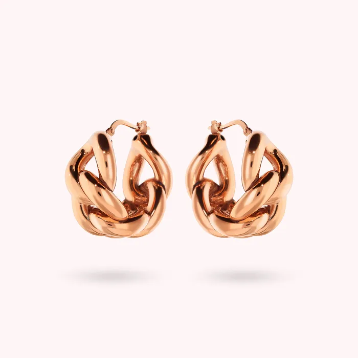 Bronzallure Earrings Orecchini a Cerchio Catena Grumetta Lucida
