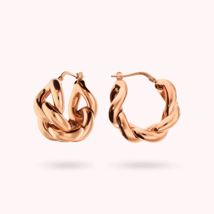 Bronzallure Earrings Orecchini a Cerchio Catena Grumetta Lucida