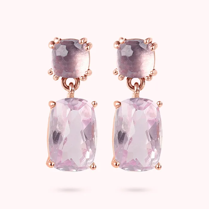 Bronzallure Earrings Orecchini Pendenti in Oro Rosa 375 con Pietra Naturale Taglio Saponetta Bronzallure Earrings Orecchini Pendenti in Oro Rosa 375 con Pietra Naturale Taglio Saponetta
