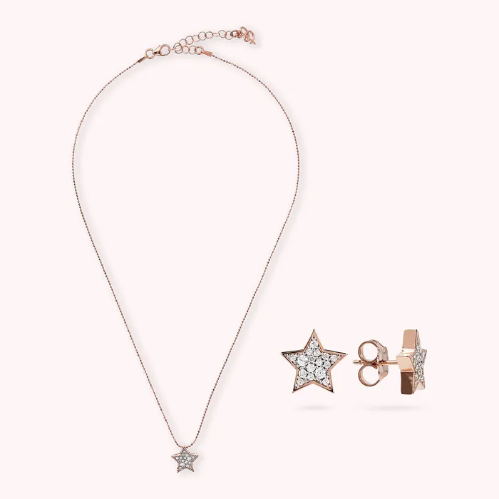 Bronzallure Earrings Set Collana e Orecchini con Stella in Pav di Cubic Zirconia Bronzallure Earrings Set Collana e Orecchini con Stella in Pav di Cubic Zirconia