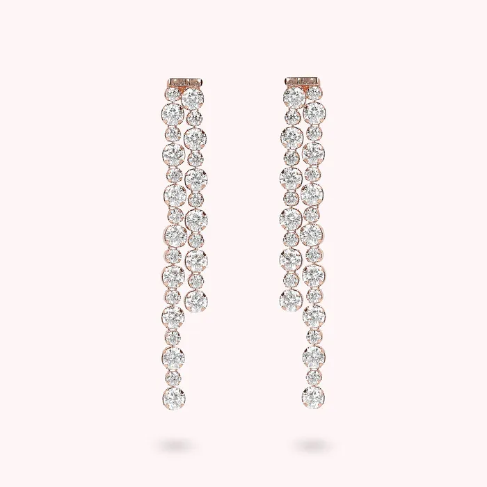 Bronzallure Necklaces Orecchini Pendenti Tennis Doppi con Cubic Zirconia