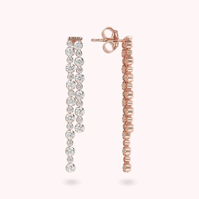 Bronzallure Necklaces Orecchini Pendenti Tennis Doppi con Cubic Zirconia