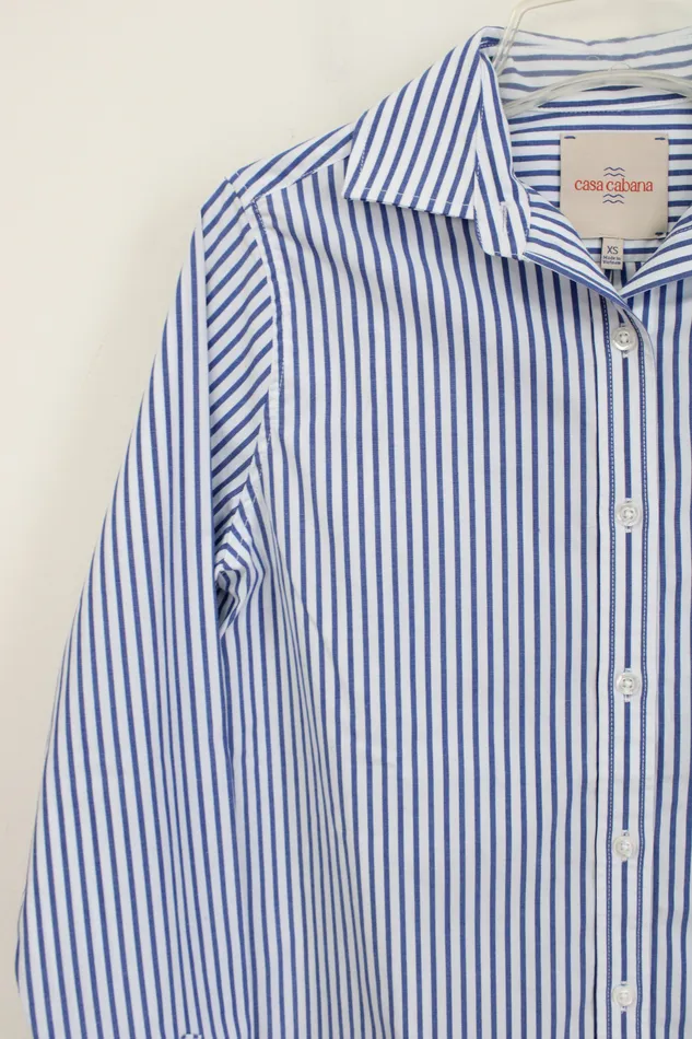 Casa Cabana Casa Cabana Blue White Striped Button Down Shirt XS Rings