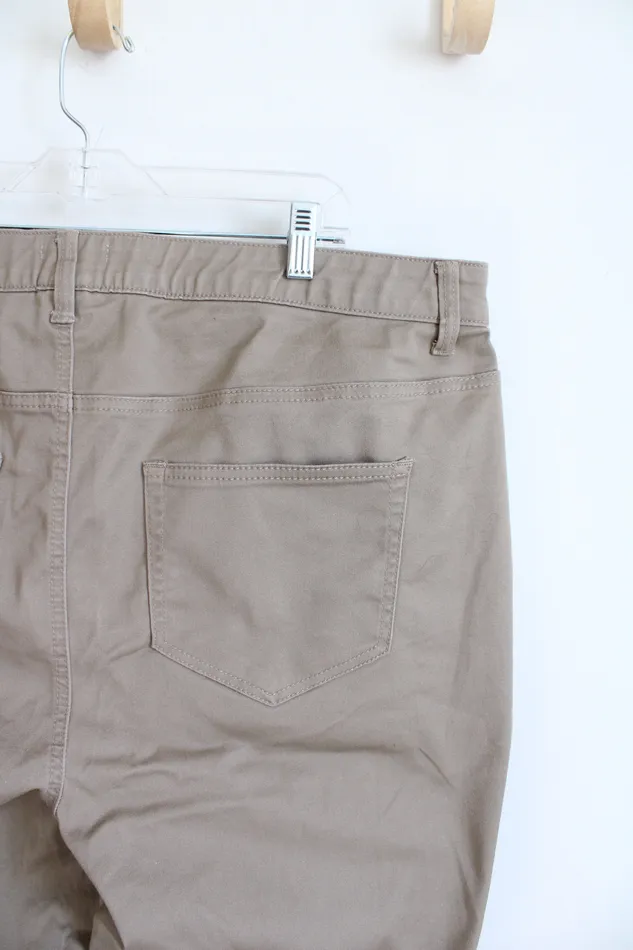 Catherines Catherines Sateen Stretch Brown Pants 22W Earrings