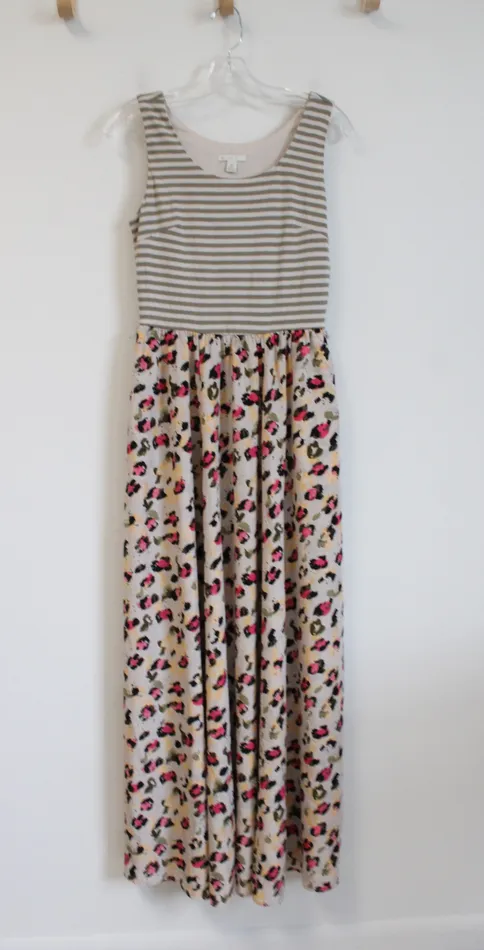 Cato Earrings Cato Green Striped MultiColored Leopard Print Maxi Dress XS