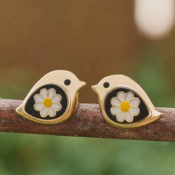 Chadds Ford Jewelry Earrings Gold Daisy Birdie Studs Dainty