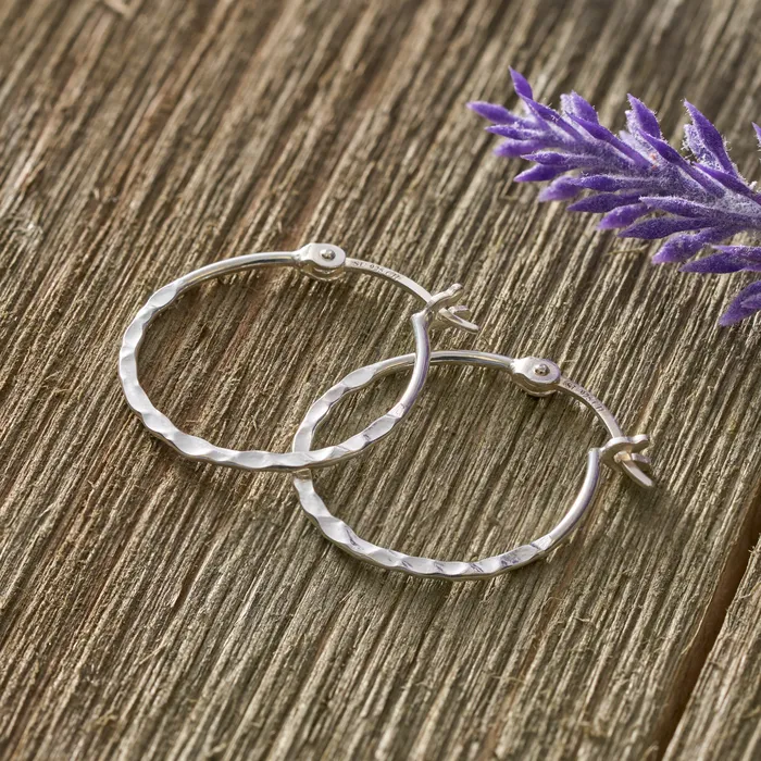 Chadds Ford Jewelry Earrings Sterling Silver Hammered Hoop Earrings