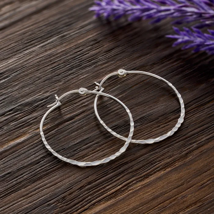Chadds Ford Jewelry Earrings Sterling Silver Hammered Hoop Earrings
