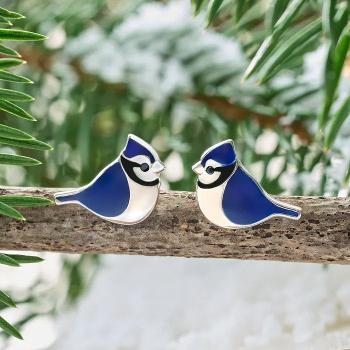 Chadds Ford Jewelry Sterling Silver Blue Jay Studs Rings