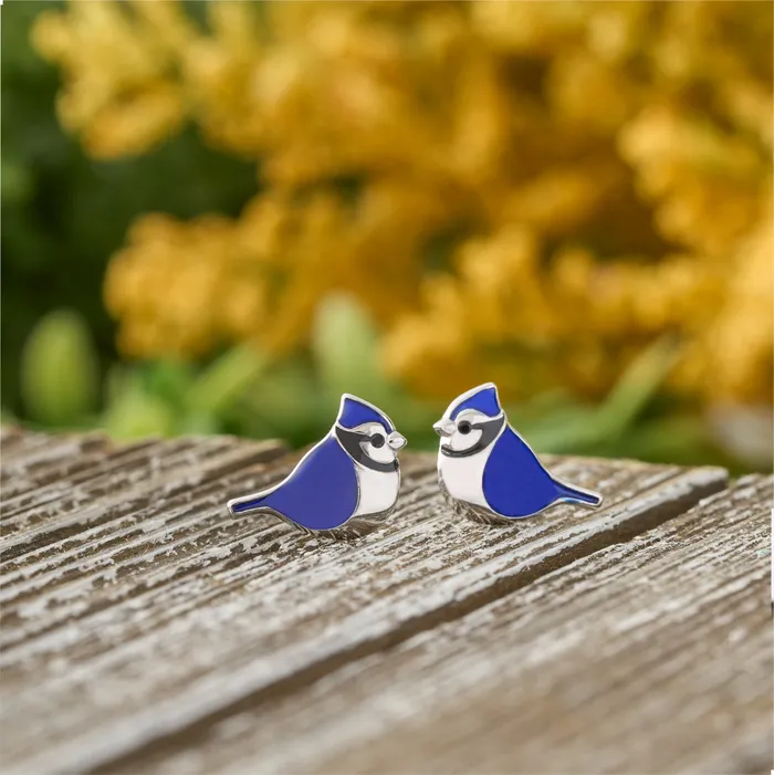 Chadds Ford Jewelry Sterling Silver Blue Jay Studs Rings