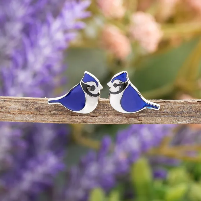 Chadds Ford Jewelry Sterling Silver Blue Jay Studs Rings