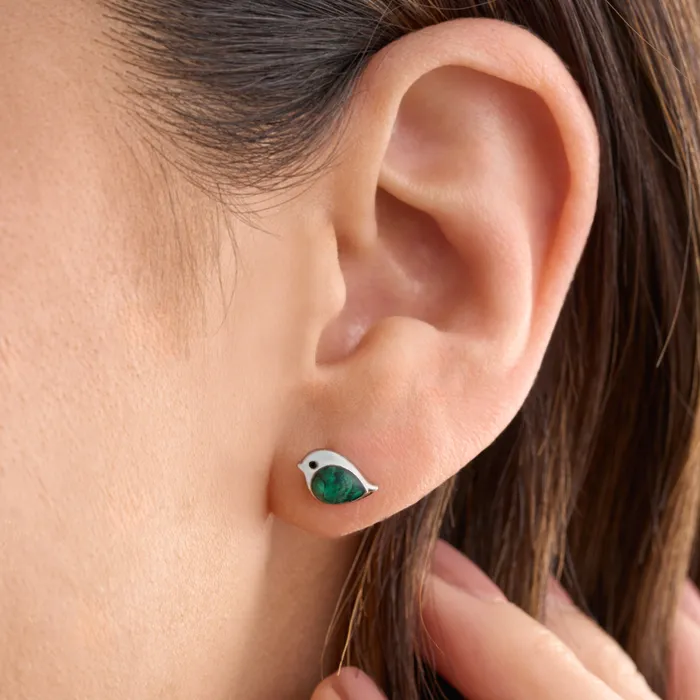 Chadds Ford Jewelry Sterling Silver Malachite Birdie Studs Rings