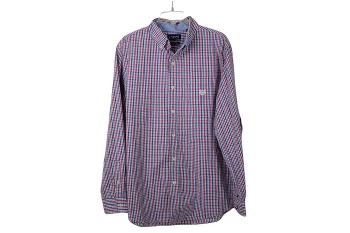 Chaps Rings Chaps Blue Pink Plaid Shirt L