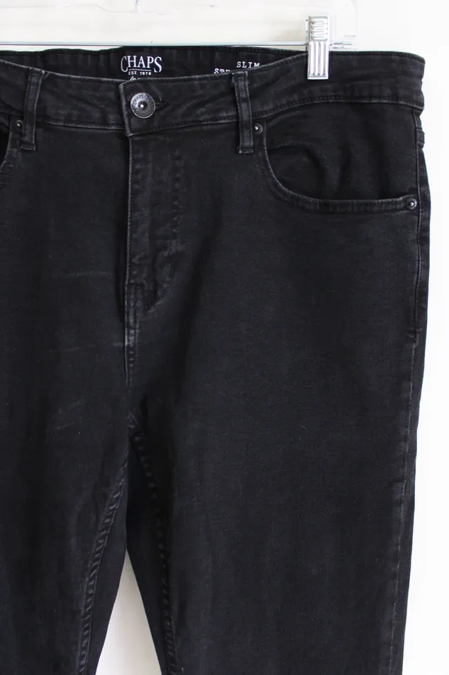 Chaps Rings Chaps Slim Straight Fit Black Jeans 36X32