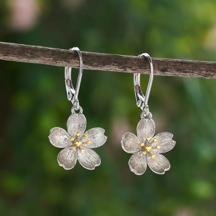 Cherry Blossom Leverback Earrings Chadds Ford Jewelry Earrings