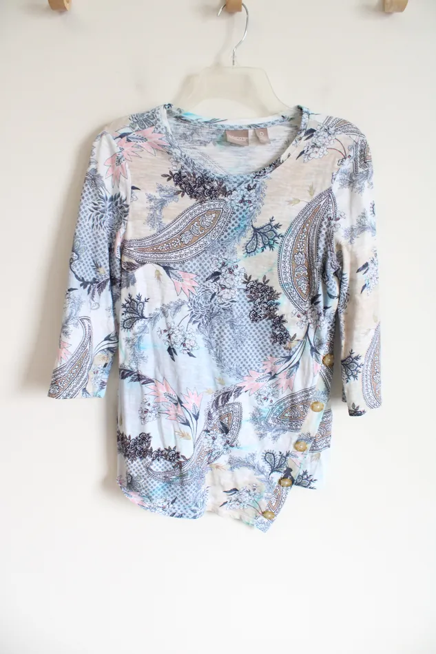 Chicos Paisley Pastel Cotton Shirt 0 SM Chicos Earrings