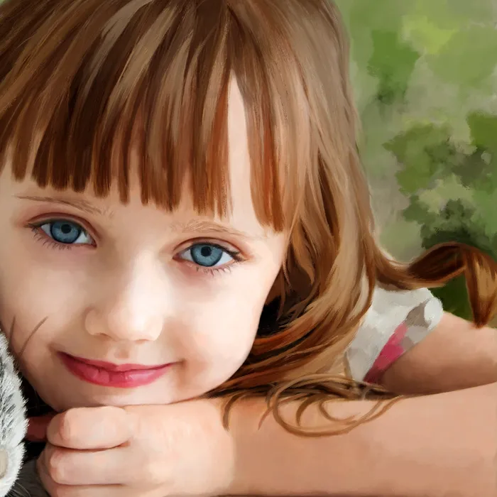 Child Portrait Girl with Bunny Portraits by NC Necklaces