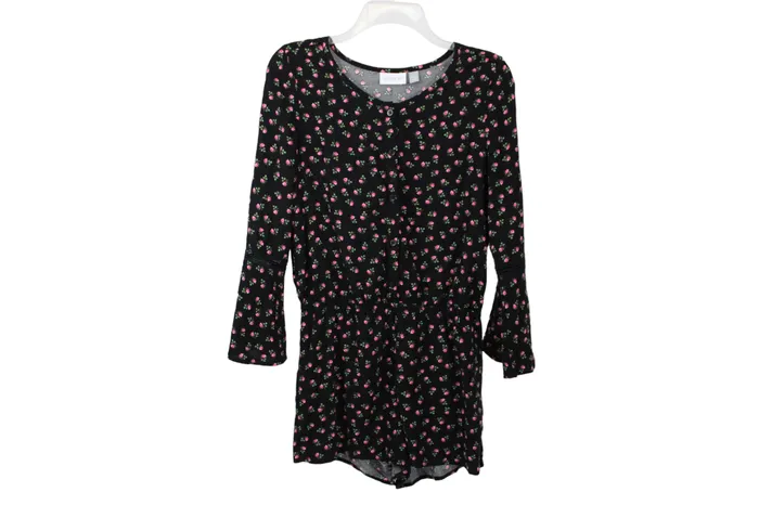 Childrens Place Black Floral Romper 14 Childrens Place Earrings