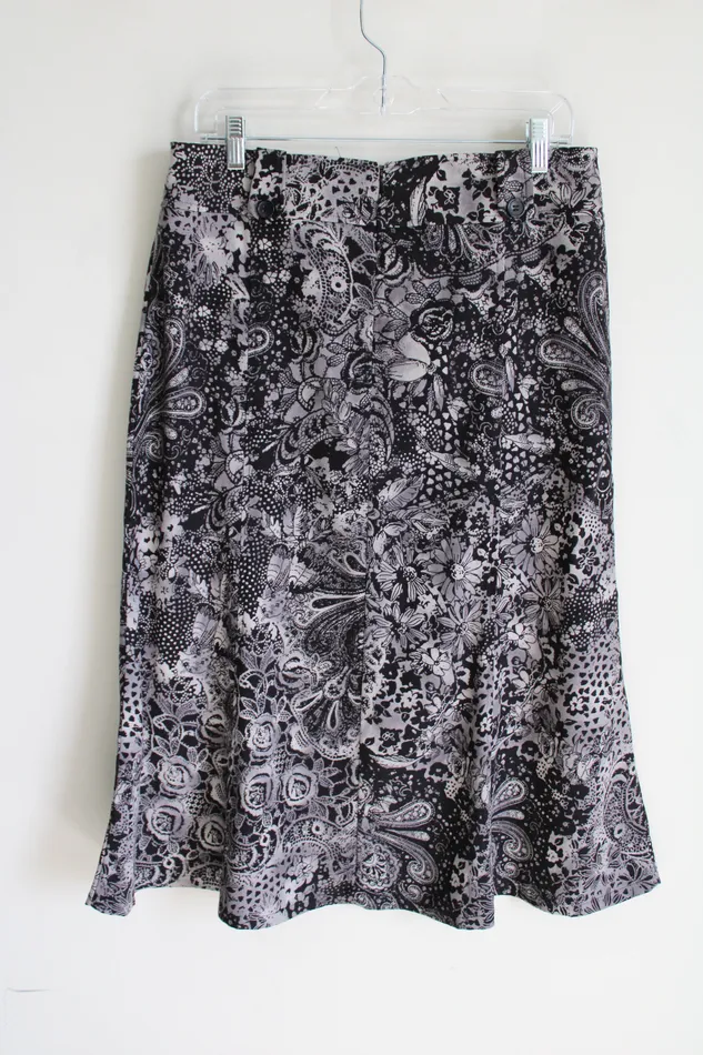 Christopher Banks Gray Black Floral Skirt 10 Christopher Banks Rings