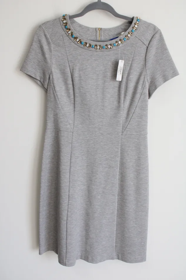 Cole Haan Earrings NEW Cole Haan Coleson Gray Rhinestone Neckline Dress 8