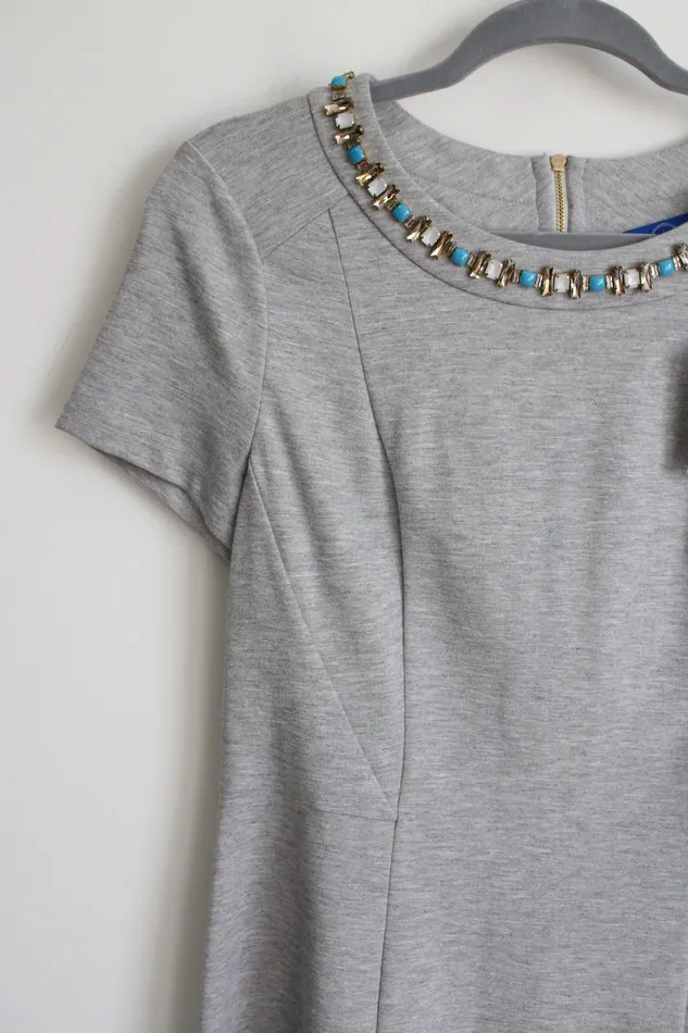 Cole Haan Earrings NEW Cole Haan Coleson Gray Rhinestone Neckline Dress 8