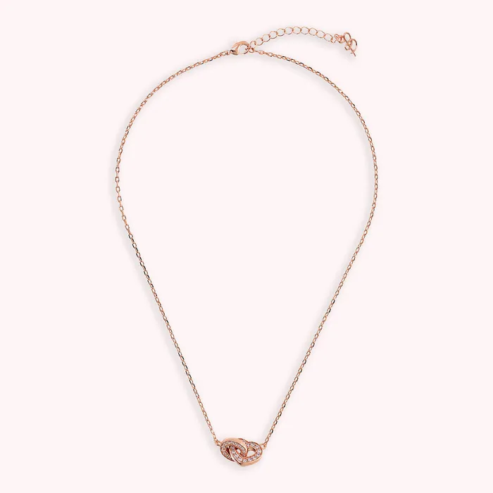 Collana Catena Forzatina con Doppio Pendente Pav Cuore e Maglia Ovale Bronzallure Rings