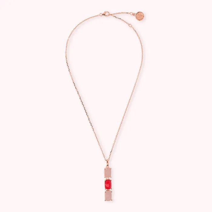 Collana Catena Forzatina con Pendente in Pietra Naturale Ovale Bronzallure Earrings