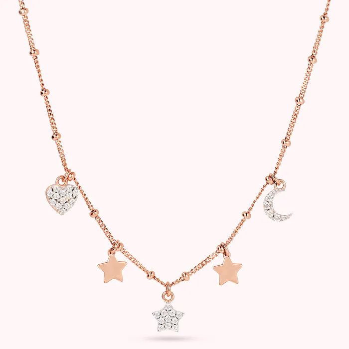 Collana con Charms Golden Ros e Pav in Cubic Zirconia Bronzallure Earrings