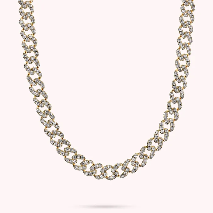 Collana Girocollo Golden Catena Grumetta Squadrata con Pav di Cubic Zirconia Bronzallure Rings